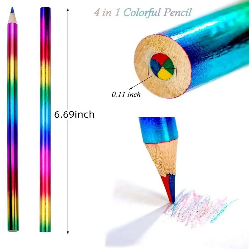 24vnt/rinkinys 4 spalvos viename pieštukai Daugiaspalvis pieštukas Medinis spalvotas pieštukas piešimui Tapybai Eskizų rašymo reikmenys Aukštos kokybės