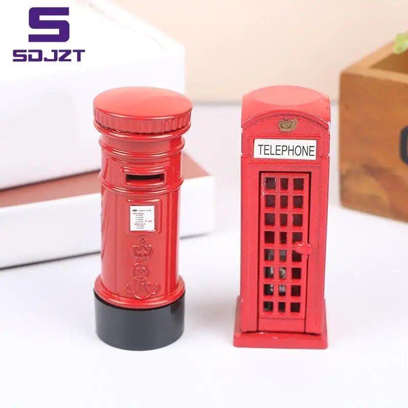 Vintage British Europe autobusa modelis Miniatūra sarkana, zaļa zīmuļu asināmā Londonas metāla retro mājas dekorēšana antīka bērnu rotaļlieta