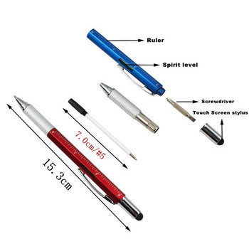 7 ΤΕΜ/Σετ Πολυλειτουργικό στυλό με μπίλια Overvalue Handy Tech Tool Στυλό μπάλας Κατσαβίδι Χάρακας Πολυλειτουργικό επίπεδο πνεύματος