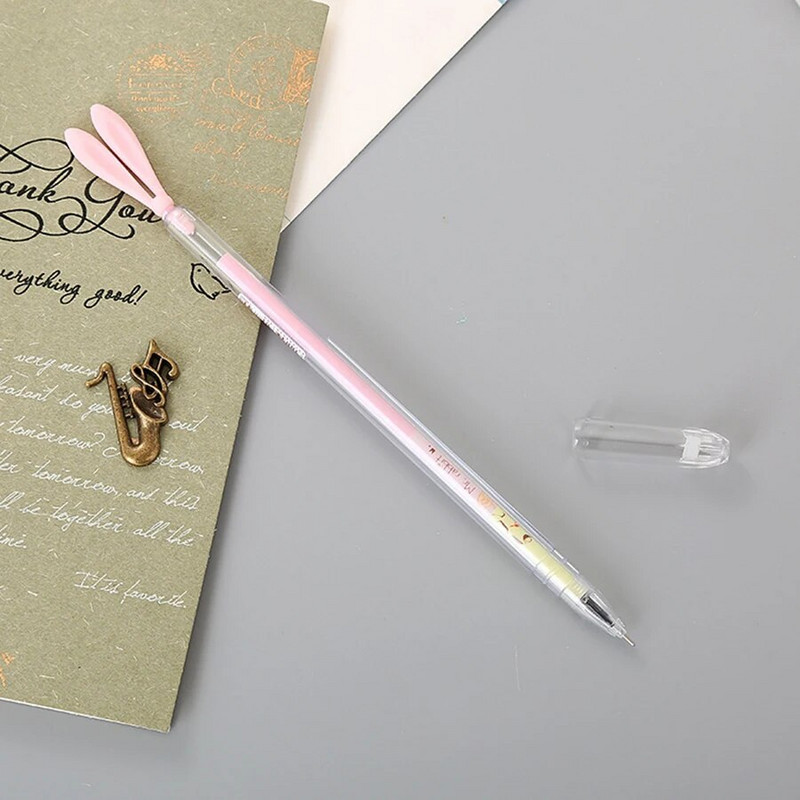 4 gab Karikatūras silikona truša ausu neitrāla pildspalva Radoša un jauka mācību biroja adatas caurule uz ūdens bāzes paraksta pildspalva