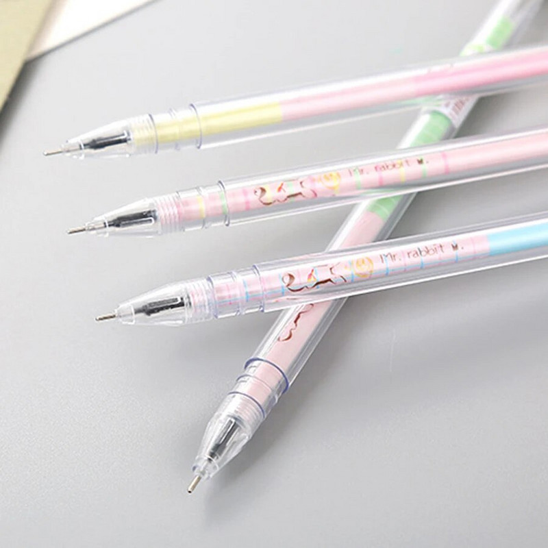 4 gab Karikatūras silikona truša ausu neitrāla pildspalva Radoša un jauka mācību biroja adatas caurule uz ūdens bāzes paraksta pildspalva