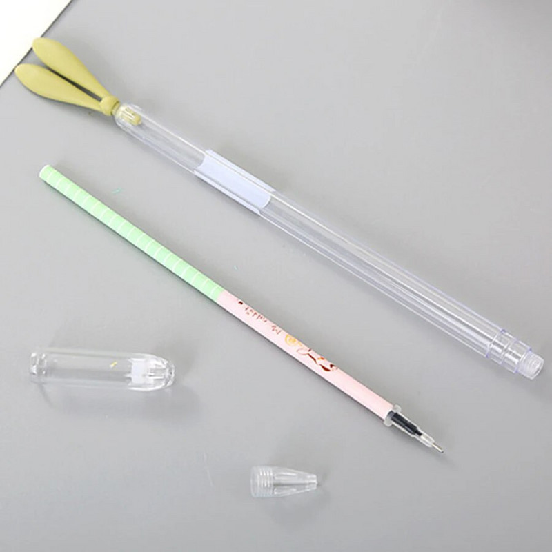 4 gab Karikatūras silikona truša ausu neitrāla pildspalva Radoša un jauka mācību biroja adatas caurule uz ūdens bāzes paraksta pildspalva