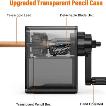 Ακονιστήρι μολυβιού Μαύρο, Χειροκίνητο ξύσμα μολυβιών με ισχυρότερη ελικοειδή λεπίδα για γρήγορο ακόνισμα Ιδανικό για μολύβια Νο. 2/έγχρωμα/τεχνικά