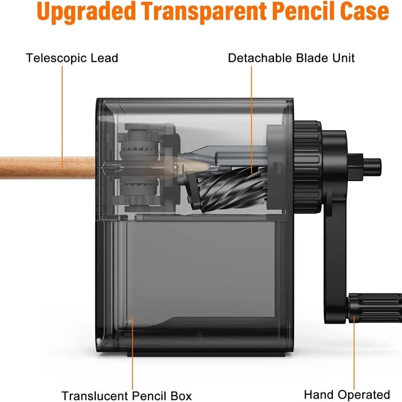 Crno šiljilo za olovke, ručno šiljilo za olovke s jačom spiralnom oštricom za brže oštrenje Idealno za olovke br. 2/u boji/umjetničke olovke