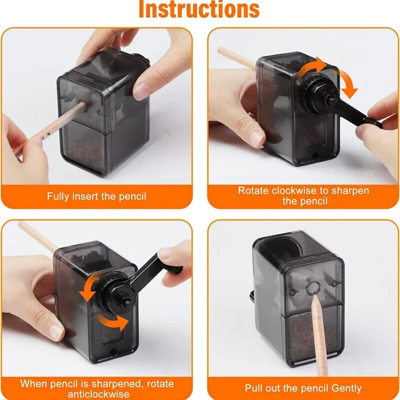 Crno šiljilo za olovke, ručno šiljilo za olovke s jačom spiralnom oštricom za brže oštrenje Idealno za olovke br. 2/u boji/umjetničke olovke