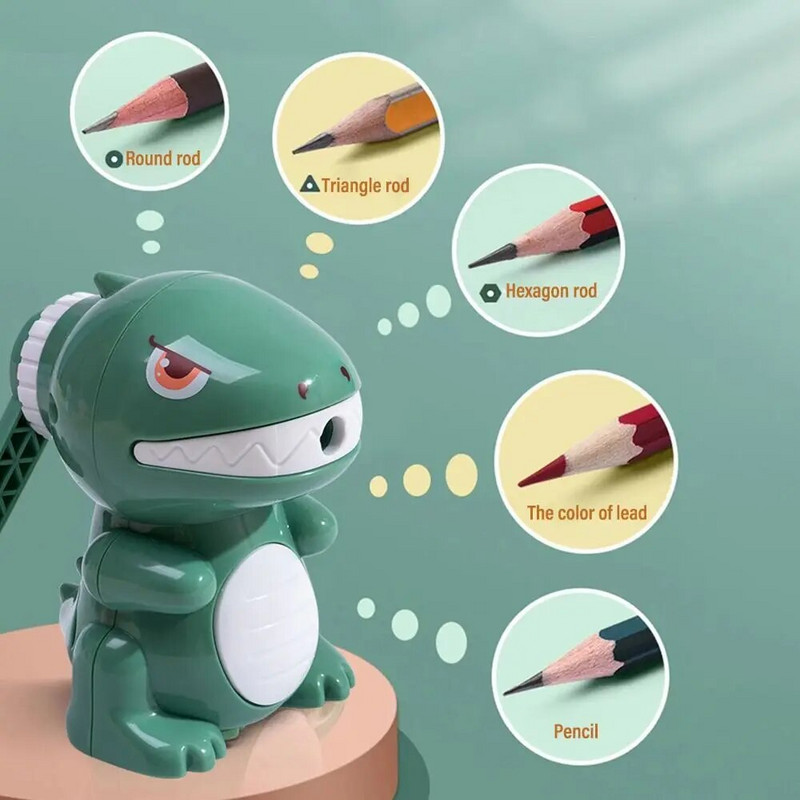 Rankinis švaistiklis mielas dinozaurų mechaninis pieštukų drožtuvas automatiškai patenka į švino kūrybinį animacinių filmų raštinės reikmenis mokyklos reikmenys
