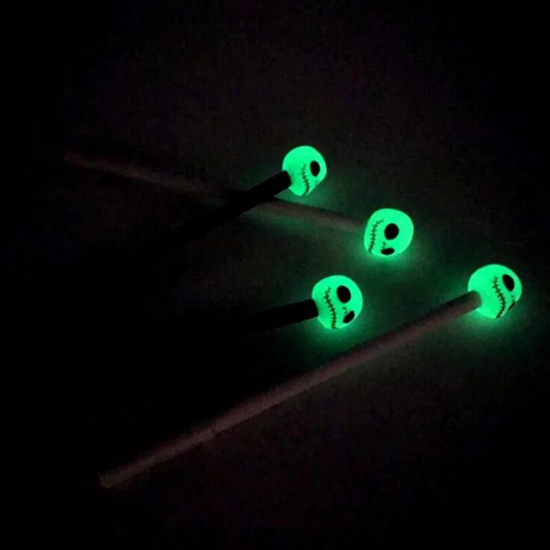 Ellen Brook 2 PCS Creativity Kawaii Noctilucent Skull Gel pildspalvas Skolas biroja piederumi Helovīna dāvanu kancelejas preces kanceleja