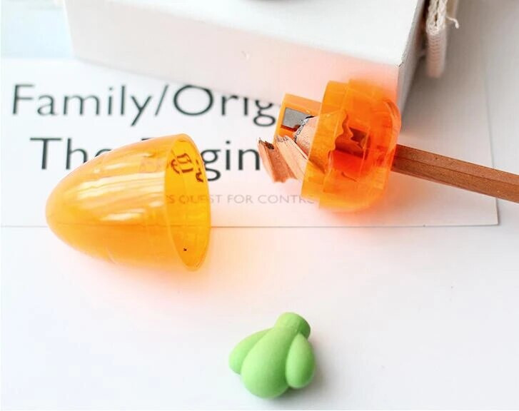 1 τμχ Cute Carrot μηχανικό μολύβι ακονιστήρι με γόμα για μολύβια σχολικό προμήθεια γραφείου Φοιτητικό Γραφικό Είδος διακόσμησης
