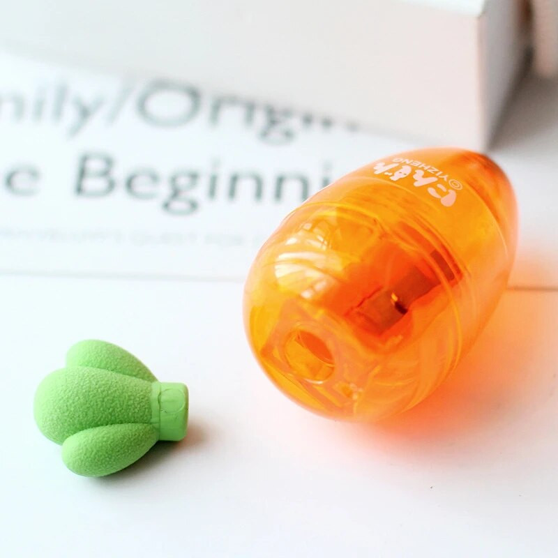 1 τμχ Cute Carrot μηχανικό μολύβι ακονιστήρι με γόμα για μολύβια σχολικό προμήθεια γραφείου Φοιτητικό Γραφικό Είδος διακόσμησης