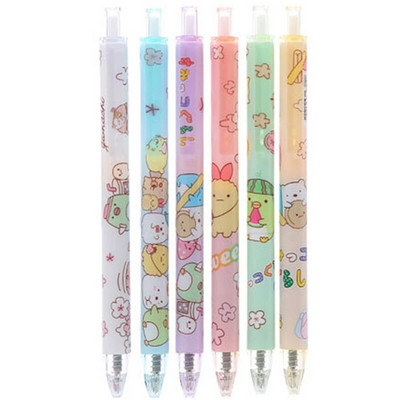 6 τεμ San-x SUMIKKO GURASHI Μαύρο μελάνι Gel Pen animal στυλό για σχολική γραφή Χαριτωμένο ουδέτερο στυλό Είδη γραφείου για παιδιά Χαρτικά δώρο