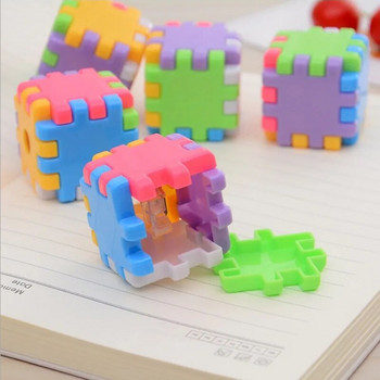 1 PCS Kawaii Creative Blocks Острилка за моливи Канцеларски материали Училищни офис консумативи Новост Kid Rubik\'s Gift Cube Забавна играчка