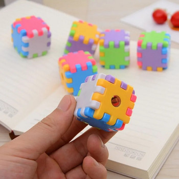 1 PCS Kawaii Creative Blocks Острилка за моливи Канцеларски материали Училищни офис консумативи Новост Kid Rubik\'s Gift Cube Забавна играчка
