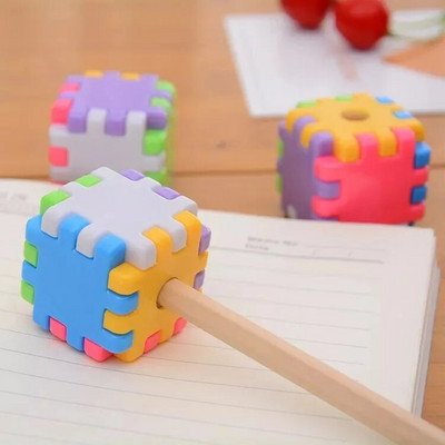 1 PCS Kawaii Creative Blocks Острилка за моливи Канцеларски материали Училищни офис консумативи Новост Kid Rubik`s Gift Cube Забавна играчка