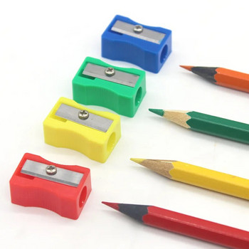 100 бр./лот Мини пластмасова острилка за моливи Candy Color Standard Pencil Cutter Machine Student School Office Stationer на едро