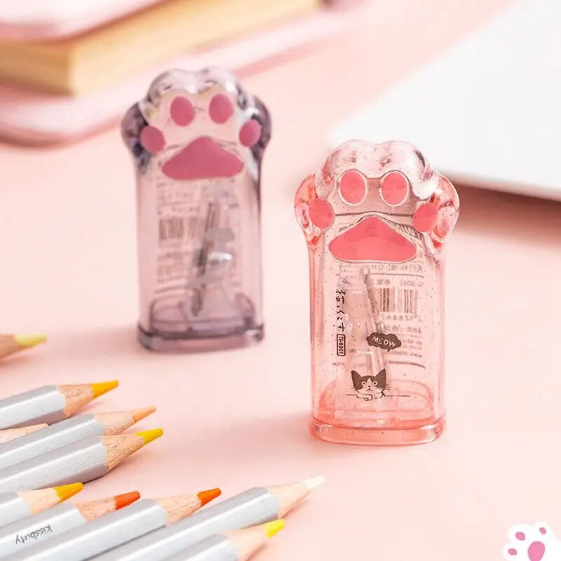 2 buc/set Ascutitor de creion Kawaii labe de pisică Ascuțitor transparent pentru copii Cadouri noutate Rechizite de birou pentru școală Papetarie Kawaii