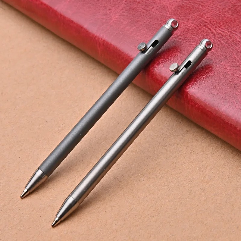 1vnt Mini Titanium Compact Bolt Pen nešiojamas raktų pakabukas Pen Kelioninis metalinis raktų pakabukas Tušinukas pasirašantis vakarėlio dovanos svečiams