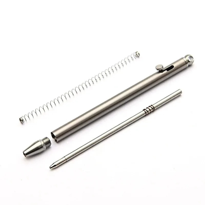 1vnt Mini Titanium Compact Bolt Pen nešiojamas raktų pakabukas Pen Kelioninis metalinis raktų pakabukas Tušinukas pasirašantis vakarėlio dovanos svečiams