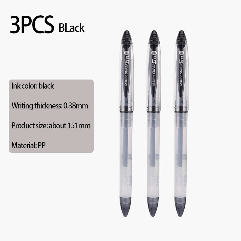 M&G GP1212 3PCS melna sarkana zila tinte 0,38 MM gēla pildspalva studentu mācību kancelejas piederumi Biroja kancelejas piederumi finanšu paraksta pildspalva