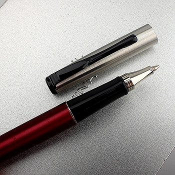 Висококачествена метална химикалка Луксозна черно синя червена ролкова химикалка 0,7 mm Черен пълнител с мастило Писалка с мастило Офис Училищни канцеларски материали