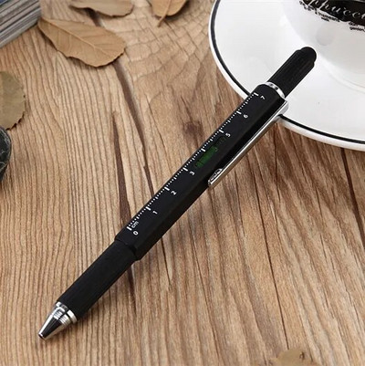 GENKKY Multifunction Ballpoint Screwdriver Ruler Spirit Level με κορυφαίο και πολυλειτουργικό στυλό 5 σε 1 μεταλλικά εργαλεία