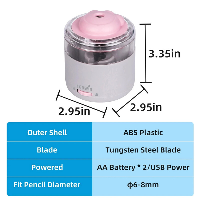 Tenwin volframa tērauds Elektriskais zīmuļu asināmais USB Dubultā barošanas avota zīmuļu asināmais skolēns Kancelejas preces kawaii skolas piederumi