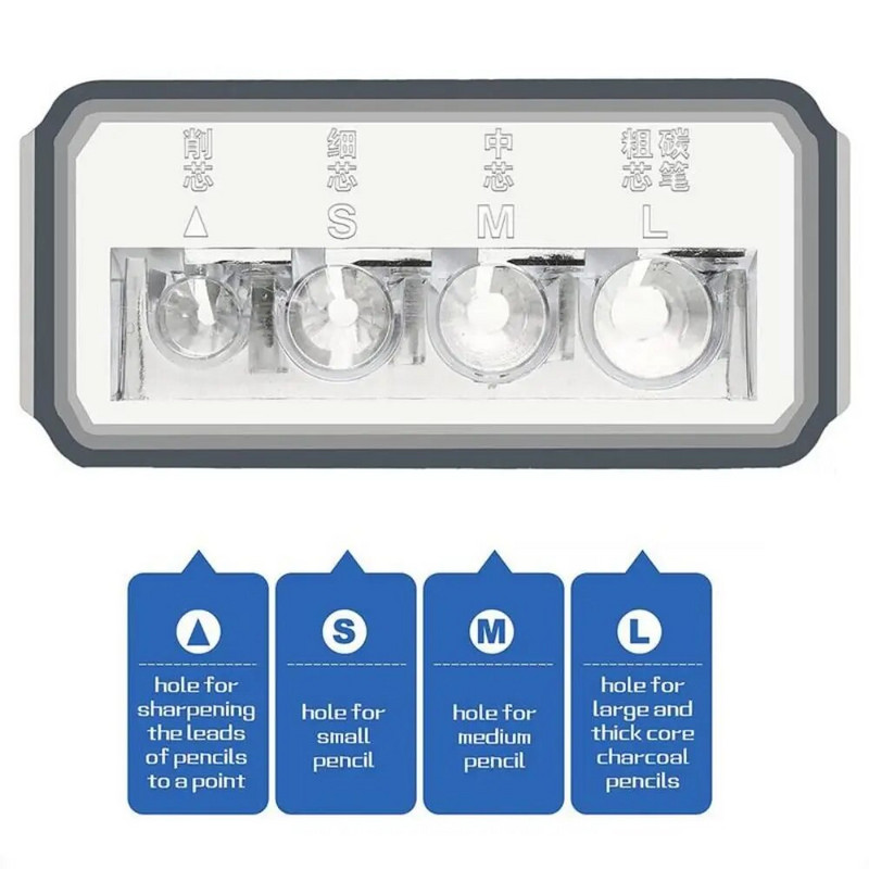 4 caurumu asināmais Daudzfunkcionāls zīmuļu asināmais ar vāku kokogles zīmulim Skiču zīmuļi Zīmēšanas biroja mācību piederumi