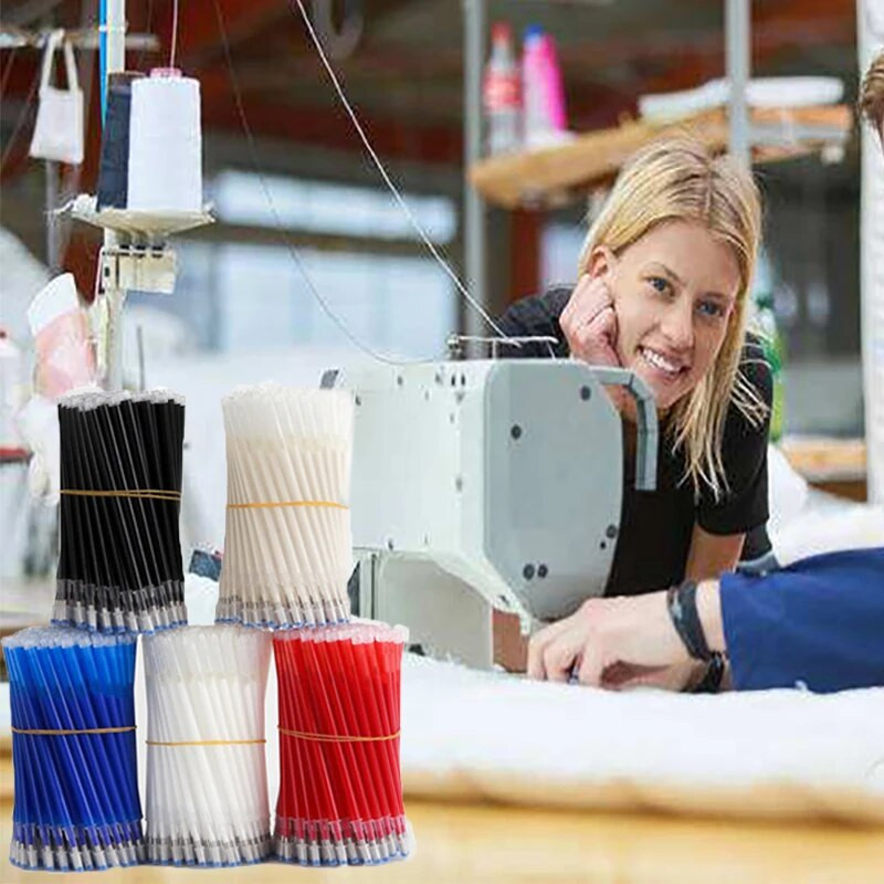 52tk/komplekt Õmblustäite pliiatsihoidja Kõrgel temperatuuril kaduv kustutav tekstiilkangamarker Kuumrõivastus PU-nahk