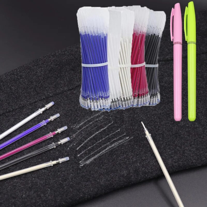 52tk/komplekt Õmblustäite pliiatsihoidja Kõrgel temperatuuril kaduv kustutav tekstiilkangamarker Kuumrõivastus PU-nahk