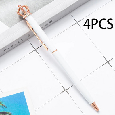 Lytwtw`s Crystal Shiny Metal Crown Ballpoint Pen Interesting Ball School Stationery Είδη γραφείου 4 τμχ