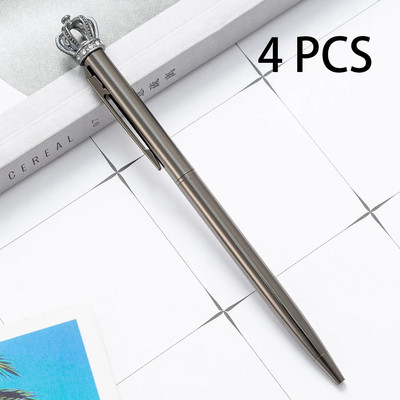 Lytwtw`s Crystal Shiny Metal Crown Ballpoint Pen Interesting Ball School Stationery Είδη γραφείου 4 τμχ