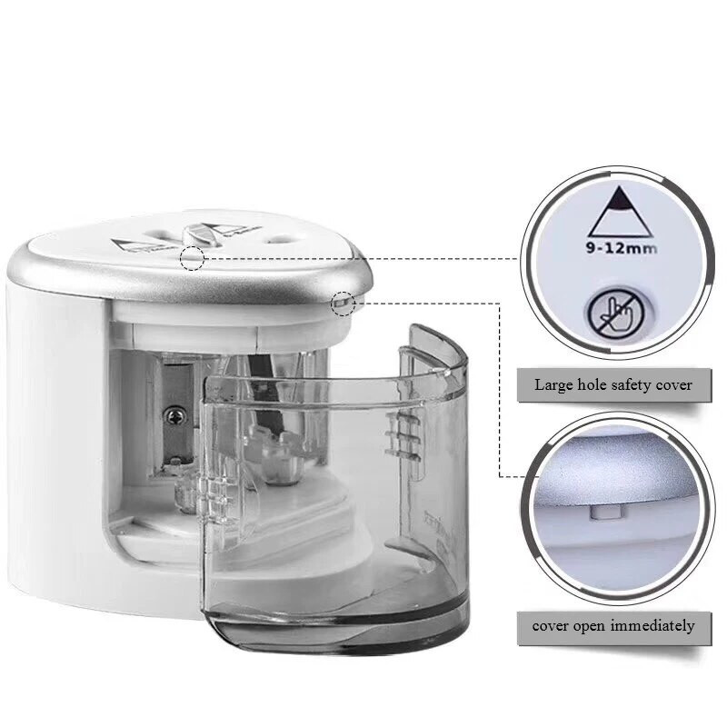 Χειροκίνητα αυτόματα αυτόματα ξύστρα μολυβιών Ηλεκτρικό ακονιστήρι Διακόπτης δύο διπλών οπών για μολύβια 6-12 mm Χαριτωμένα σχολικά είδη