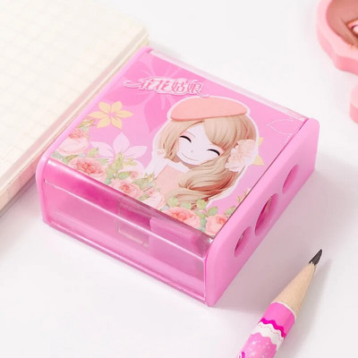 Lilletüdruku pliiatsiteritaja Tüdrukute käsitsi vändaga väike spetsialiseeritud lasteaed, paksu kolmnurga pliiatsiteritaja hulgimüük