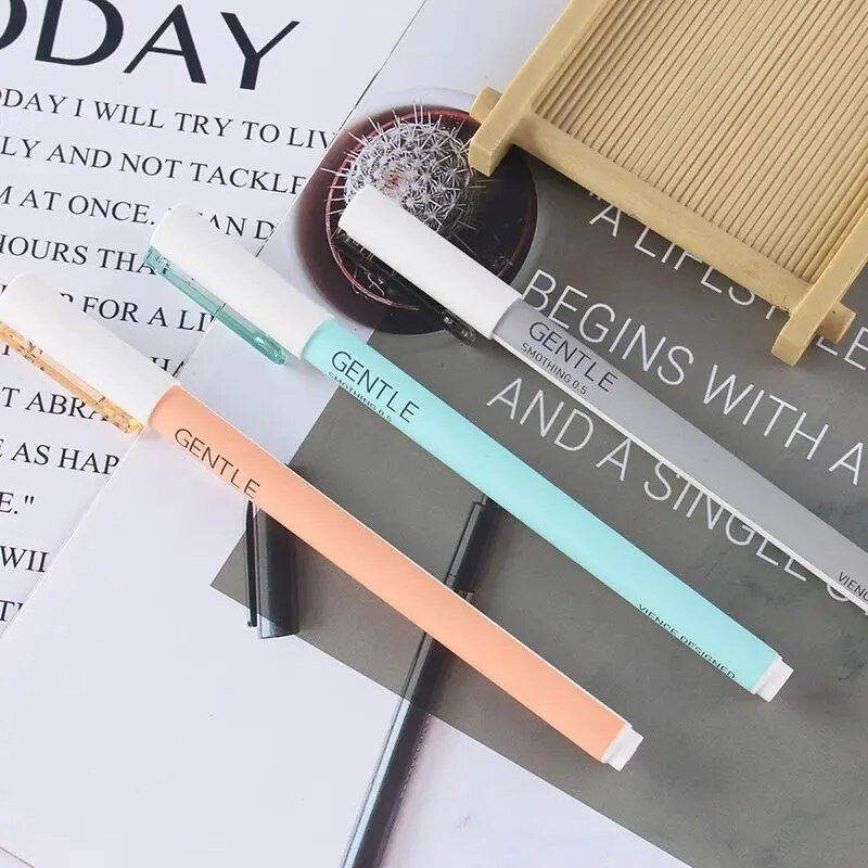 Simplicity gēla pildspalvu komplekts 0,5 mm melna pildspalva rakstīšanai Skolas biroja piederumi Kawaii Cute korejiešu kancelejas preces