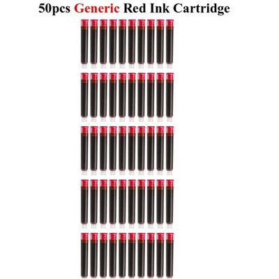 50 vnt. plunksnakočio rašalo kasetės juodos mėlynos raudonos spalvos rinkinys iš 50 užpildymo rašalo kasečių 3,4 mm angos skersmuo Aukšta kokybė