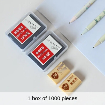 1000 бр. Сменяеми пълнители за механични моливи с голям капацитет 0,5 0,7 mm 2B Автоматична сърцевина за моливи Подаръчна кутия за студенти