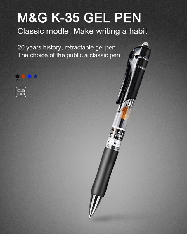 M&G 0,5 mm uzgali Push dizains Preses želejas pildspalva Studentu kancelejas piederumi Rakstāmie izvelkami gēla pildspalvas Biroja skolas piederumi Bezmaksas piegāde