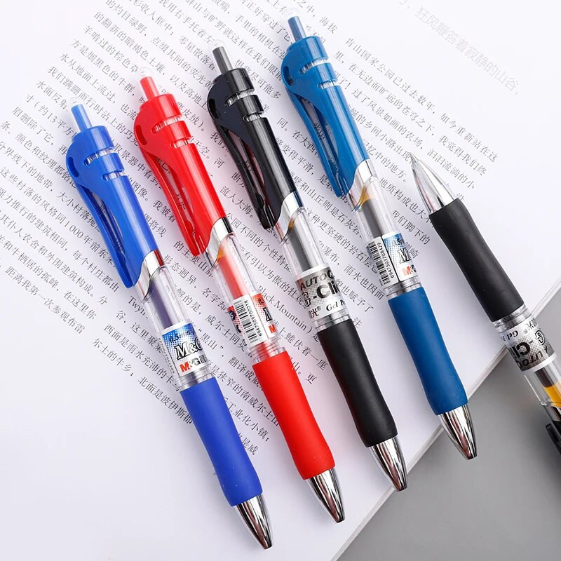 M&G 0,5 mm uzgali Push dizains Preses želejas pildspalva Studentu kancelejas piederumi Rakstāmie izvelkami gēla pildspalvas Biroja skolas piederumi Bezmaksas piegāde