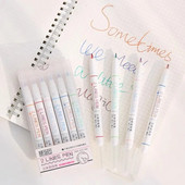 6 tk 2 joonega värvilised markerpliiatsid 0,5 mm geelpliiatsid Pigmentlainer Esiletõstja DIY Joonistus Maalimine Graffiti pliiats Kawaii kirjatarbed