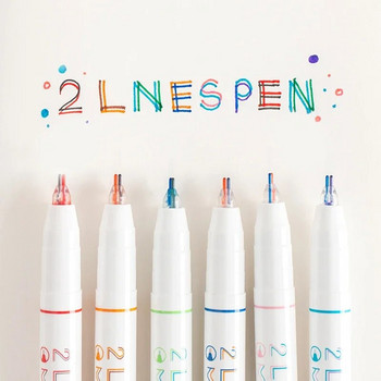 6 τμχ 2 Γραμμές έγχρωμα μαρκαδόροι 0,5 mm Gel στυλό Pigment Liner Highlighter DIY Σχέδιο Ζωγραφική Γκράφιτι Στυλό Kawaii Stationery