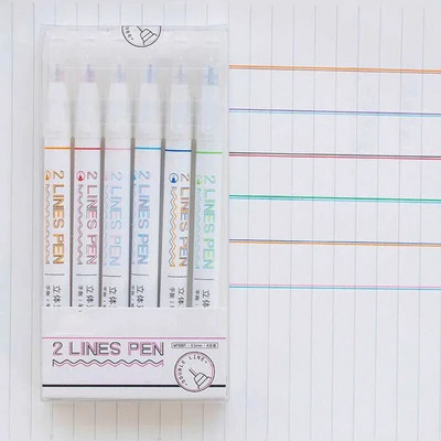 6 tk 2 joonega värvilised markerpliiatsid 0,5 mm geelpliiatsid Pigmentlainer Esiletõstja DIY Joonistus Maalimine Graffiti pliiats Kawaii kirjatarbed