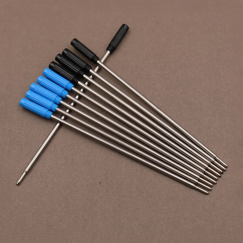 10 vnt/stal. Besisukantis metalinis rašiklis, pildomas specialus tušinukas, užpildymo strypo kasetės šerdies rašalas papildymas juodas mėlynas rašalas 11,6 cm