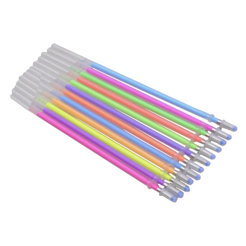 12 tk/komplekt Office Shool geelpliiatsi täitevarras Magic Pen täitetarvikud 0,5 mm akvarell geelpliiatsi täitmine tindiga Kirjutamisvahendid
