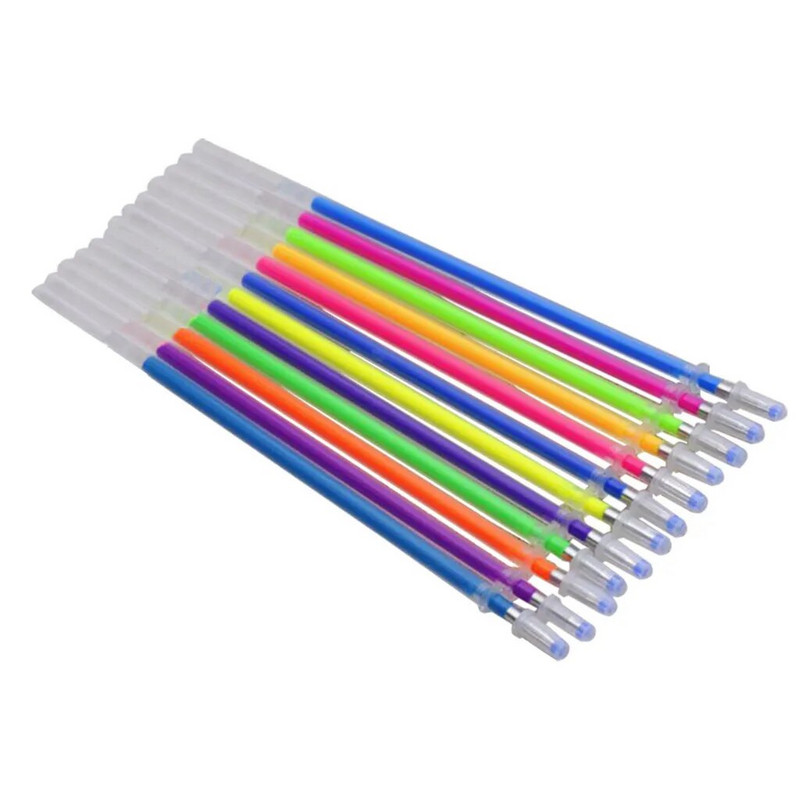12 tk/komplekt Office Shool geelpliiatsi täitevarras Magic Pen täitetarvikud 0,5 mm akvarell geelpliiatsi täitmine tindiga Kirjutamisvahendid