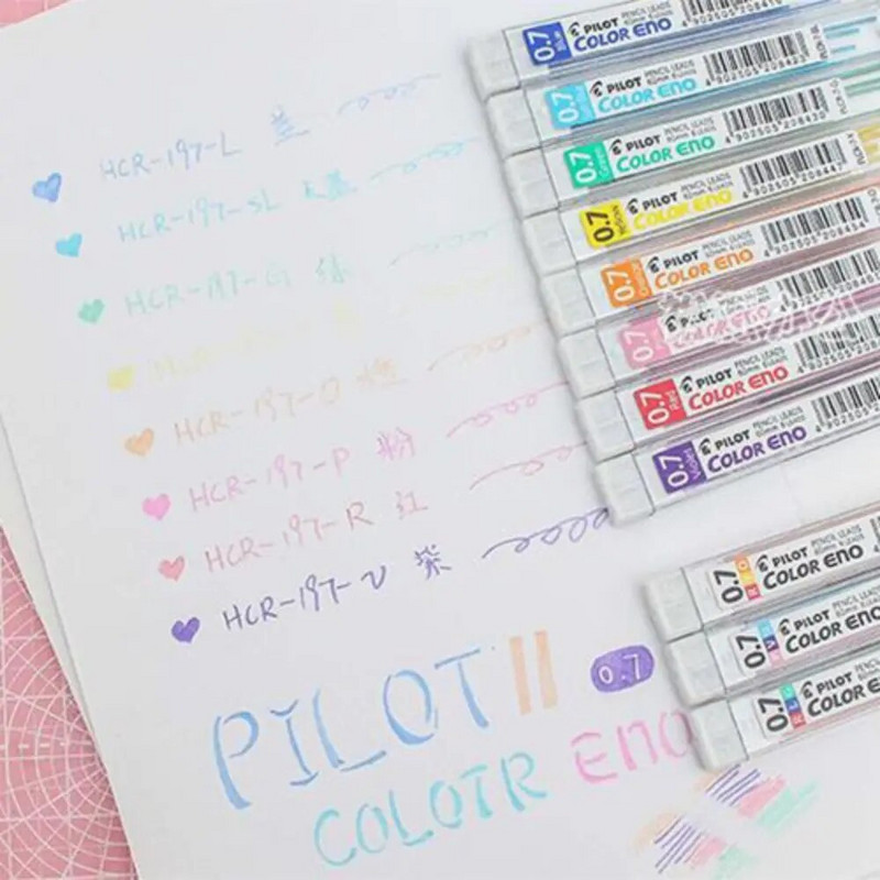 Daudzkrāsu mehāniskā zīmuļa vads 0,7 mm 2 B krāsains grafīta pildspalvas vads, automātisks zīmuļa vadu uzpilde, rakstīšanas zīmēšanas piederumi