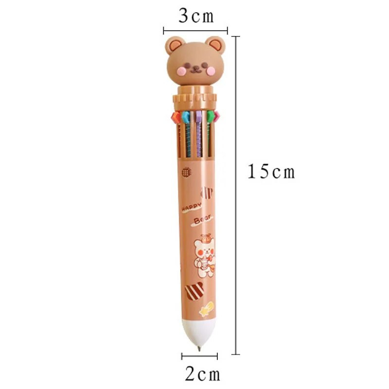 Karikatūra Little Bear Animal 10 krāsu lodīšu pildspalva jauka preses lodīšu pildspalva Skolas piederumi biroja kancelejas preces radošās dāvanas balva