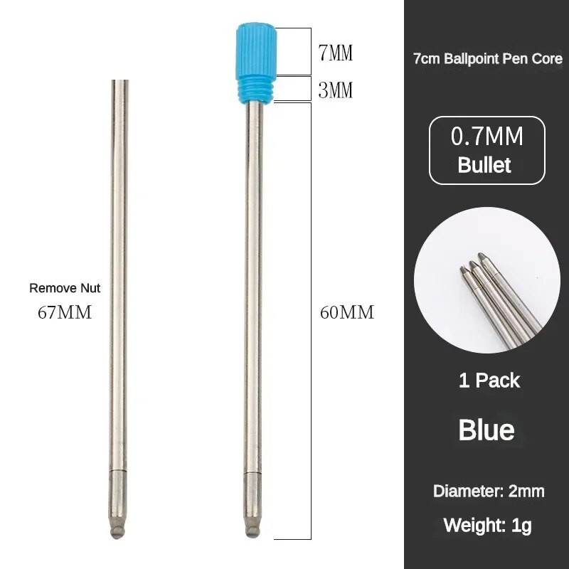 5/10/20/50 vnt. 7 cm ilgio metalinio rašiklio papildymas, skirtas krištolo deimantinio tušinuko kasetės šerdies stacionarioms mokyklinėms reikmenims