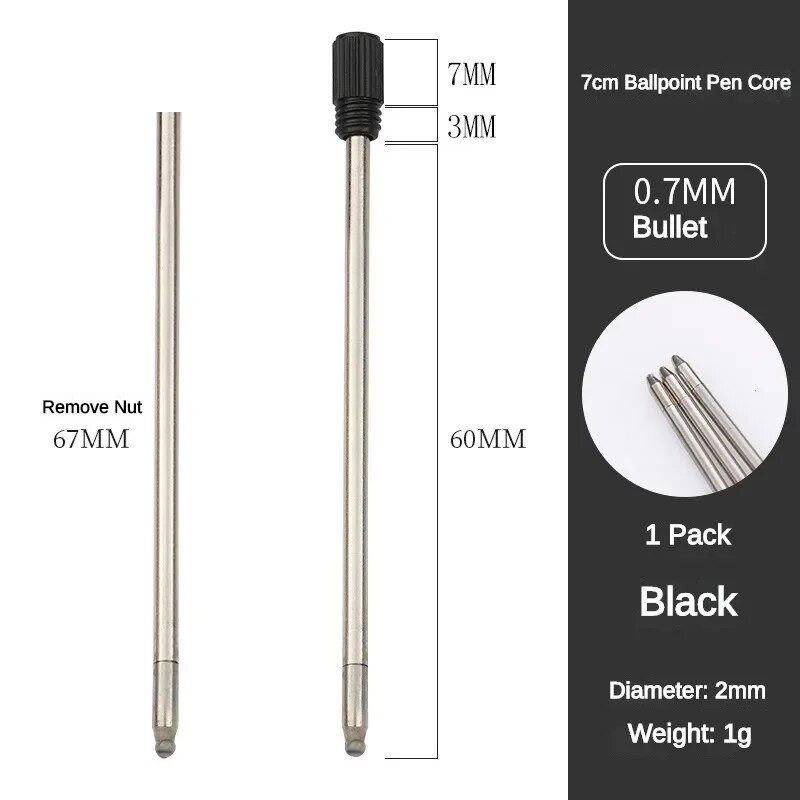 5/10/20/50 vnt. 7 cm ilgio metalinio rašiklio papildymas, skirtas krištolo deimantinio tušinuko kasetės šerdies stacionarioms mokyklinėms reikmenims