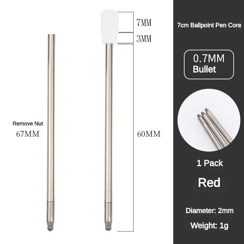 5/10/20/50 vnt. 7 cm ilgio metalinio rašiklio papildymas, skirtas krištolo deimantinio tušinuko kasetės šerdies stacionarioms mokyklinėms reikmenims