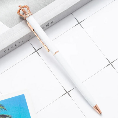 1gab kristāla spīdīga metāla kroņa lodīšu pildspalva Interesanta lodīšu pildspalva Kawaii skolas kancelejas piederumi skolas biroja piederumi