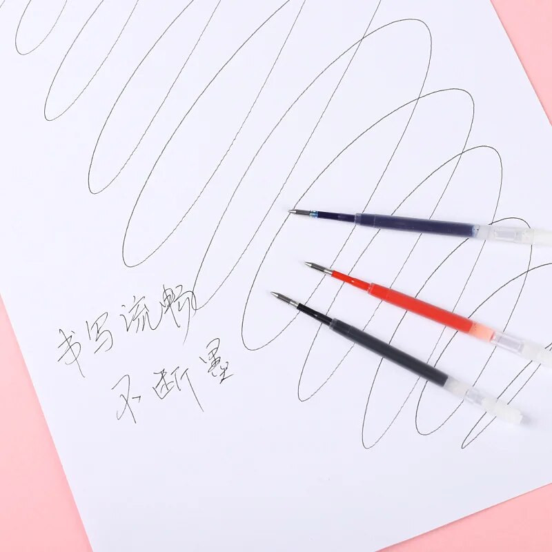 10 vnt/komplektas Plastikiniai tušinukai, papildymai 99 mm ilgis 0,5 mm presuojamas rašomasis rašiklis Keičiami strypai Mokykliniai biuro reikmenys